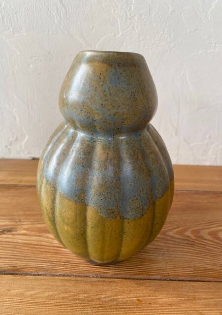 Old ceramic jug in the shape of a gourd by Louis Lourioux