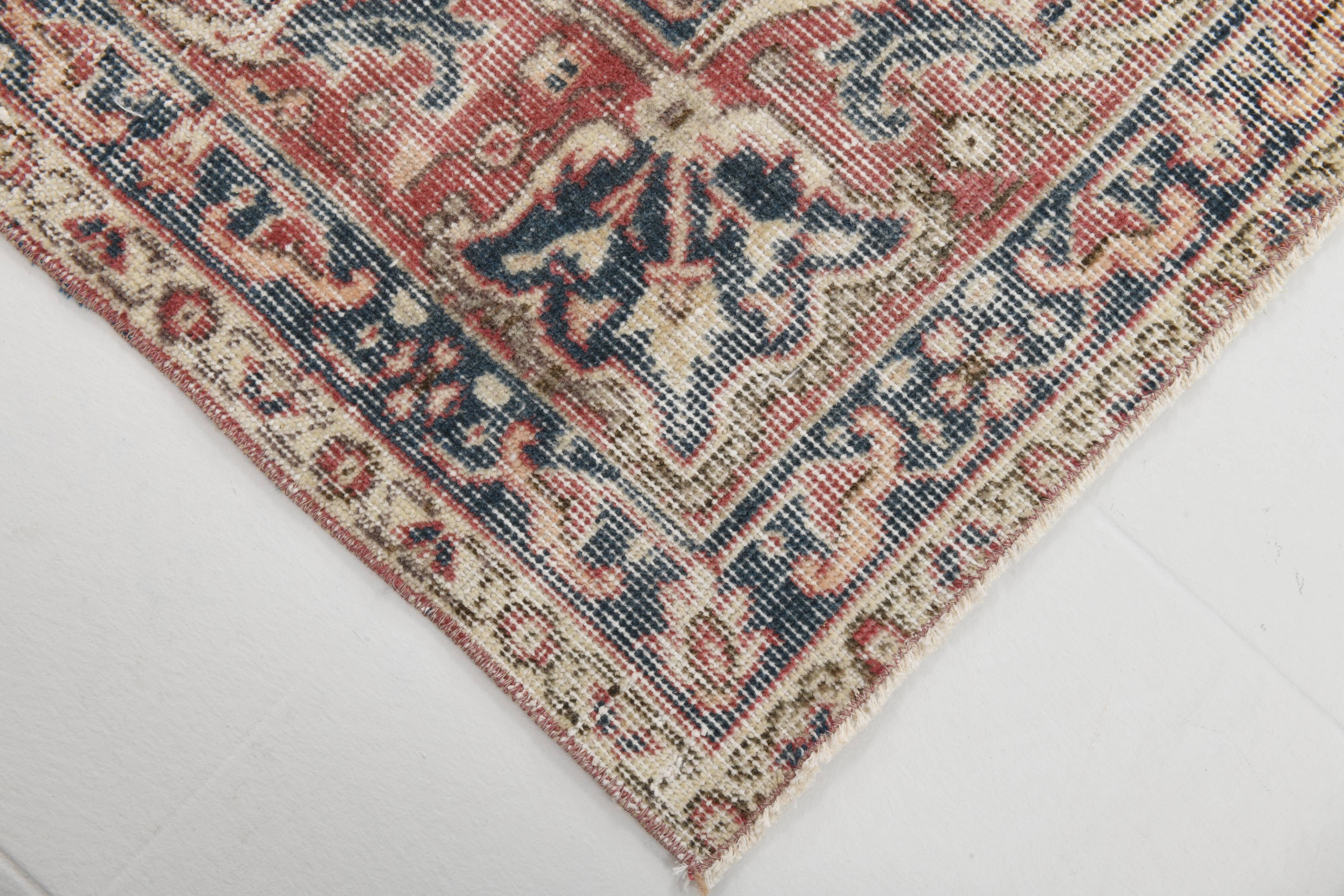 Faded Navy Blue Classic Vintage Persian Rug, 202x323 Cm