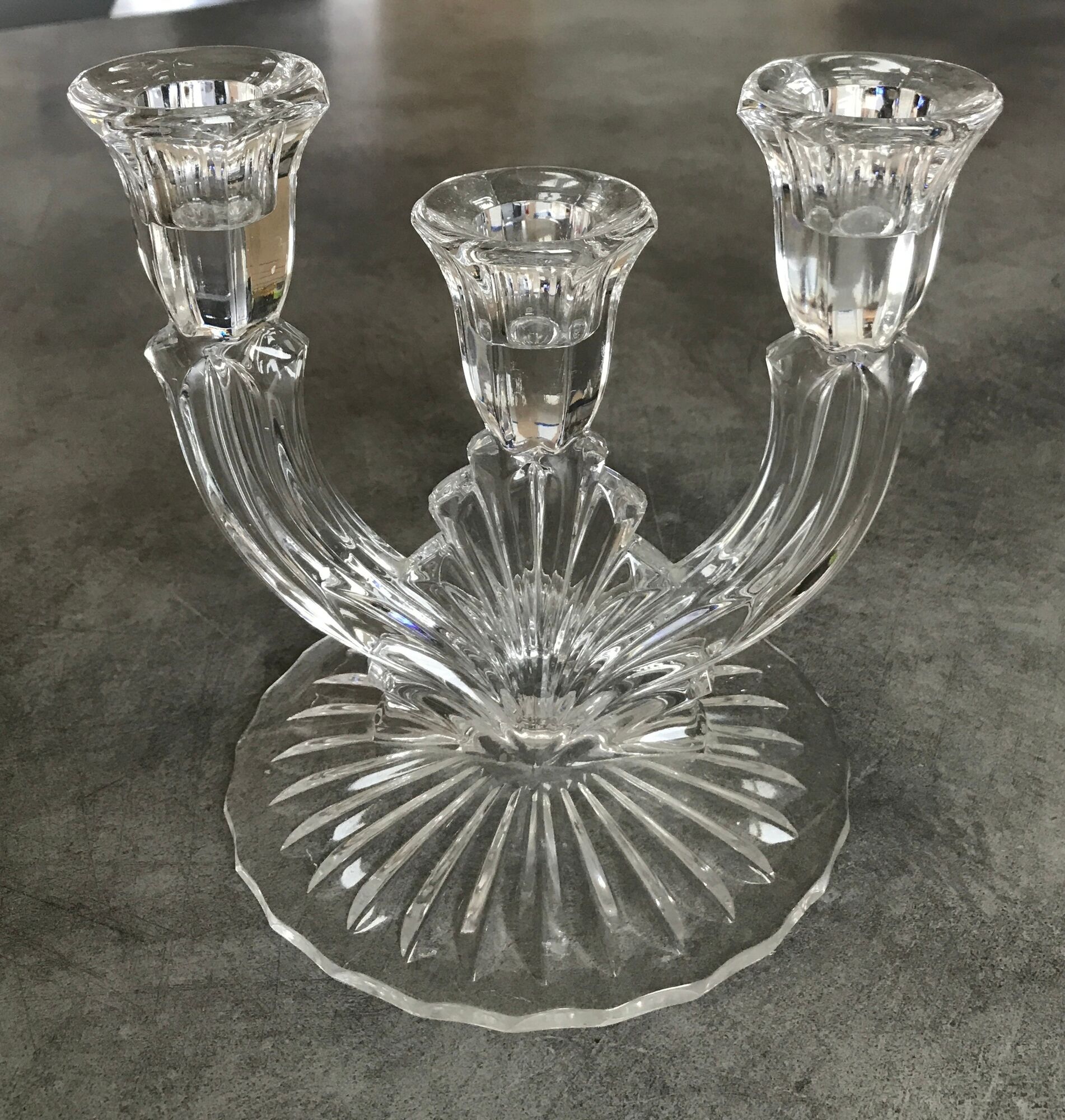 PAIR OF VINTAGE CANDLESTICKS IN CRYSTAL CANDLESTICK 3 BRANCHES ART DECO