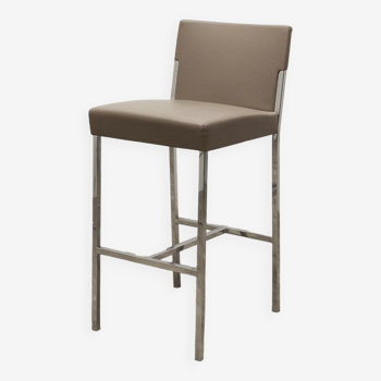 High steel stool from morso in taupe imitation leather