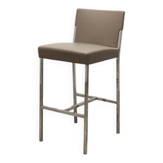 High steel stool from morso in taupe imitation leather