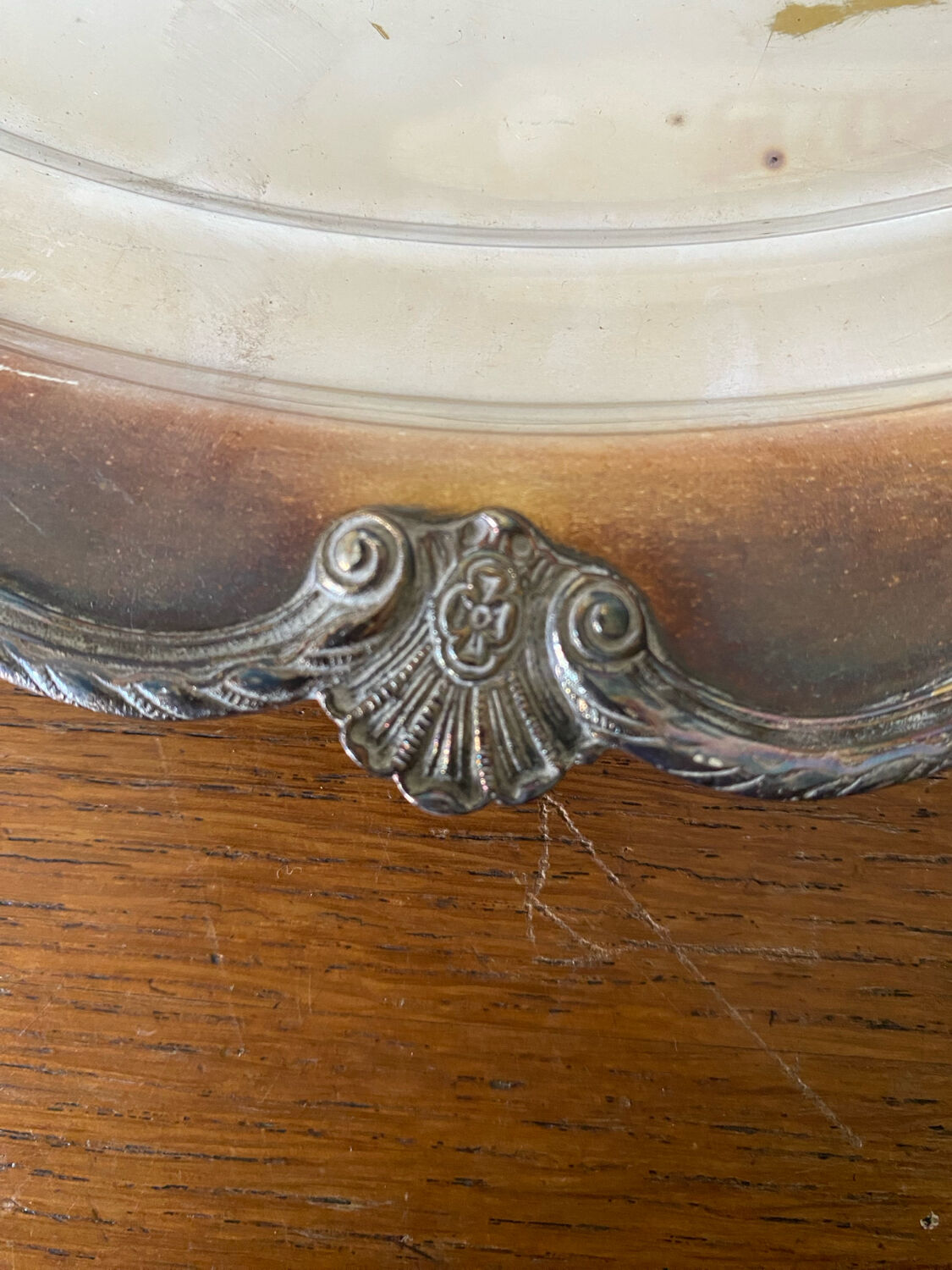 Antique Silver Serving Dish with Floral Art Nouveau Decoration Vintage