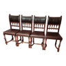 Set of 4 leather chairs known as Henri 2 style