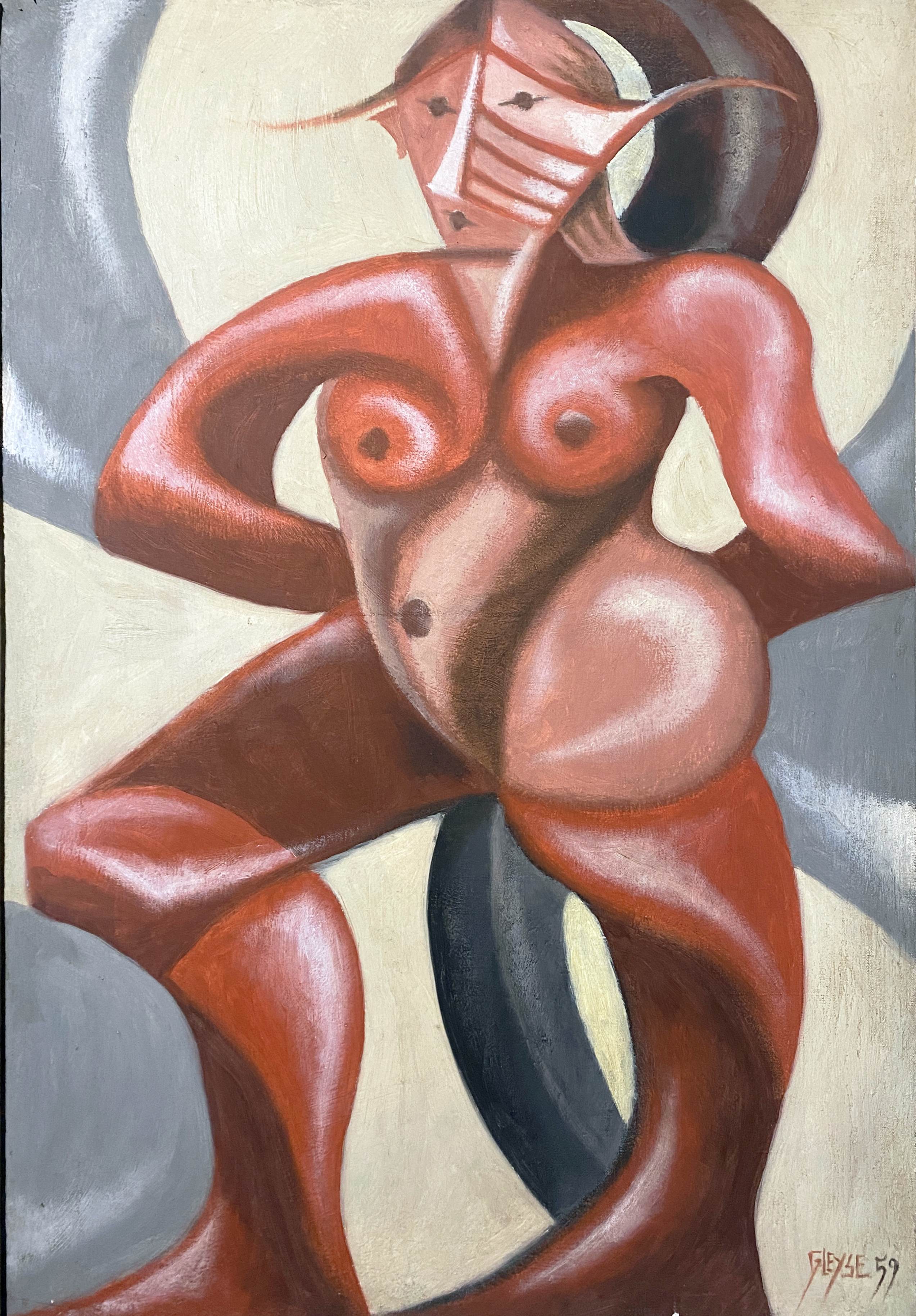 Painting "Nue Cubiste" dated 1959 HST signed Jean Gleyse (1915-1991)