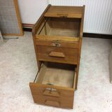 Old curtain oak wheeled box 1950