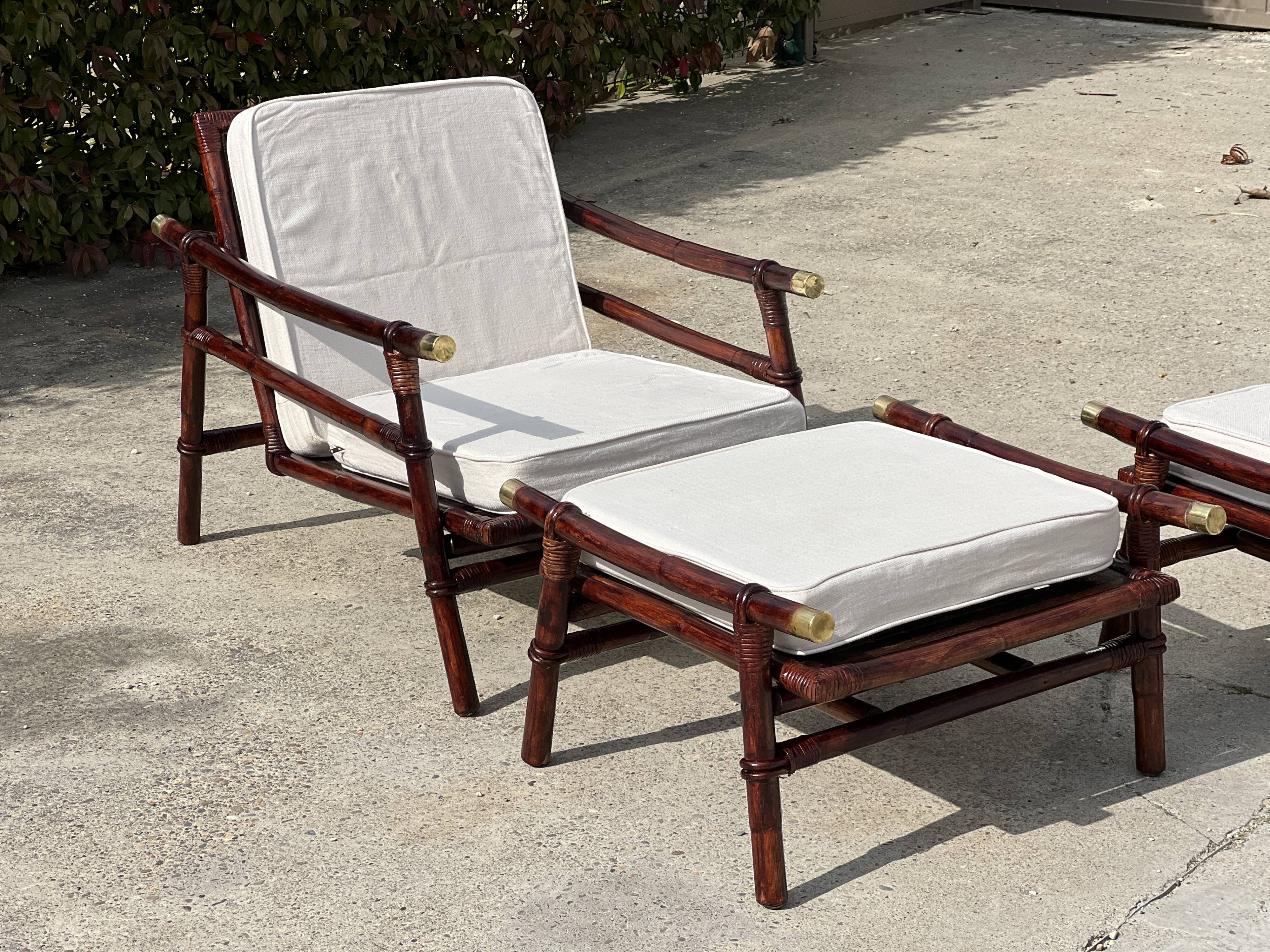Pair of armchairs and ottomans by John Wisner for Far Horizons – Ficks Reed, 1954