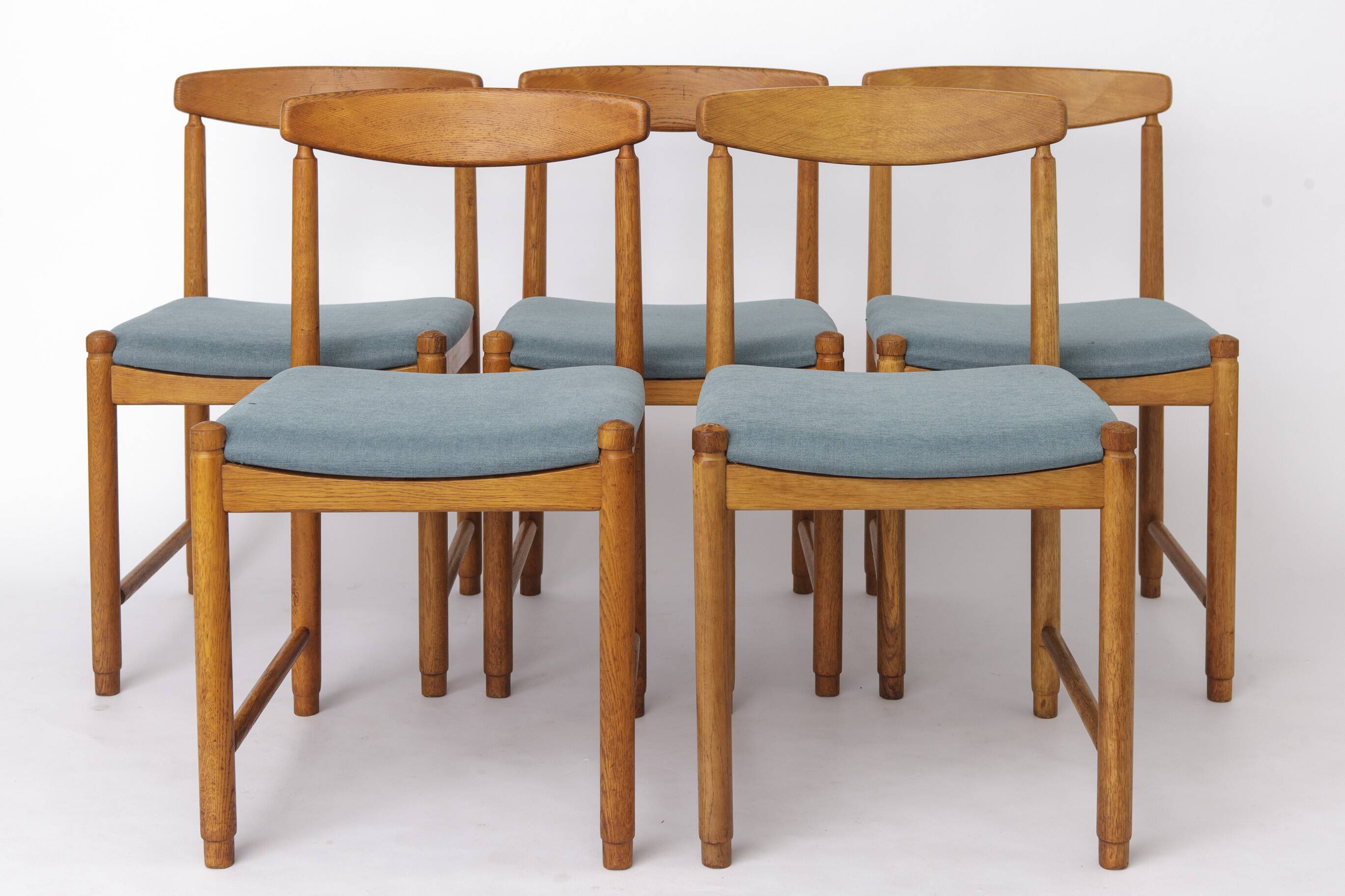 Set of 5 Vintage Oak Dining Chairs Germany 1960s Mid Century Modern