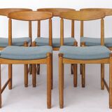 Set of 5 Vintage Oak Dining Chairs Germany 1960s Mid Century Modern
