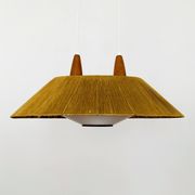 Raffia Bast and Teak Pendant Lamp from Temde
