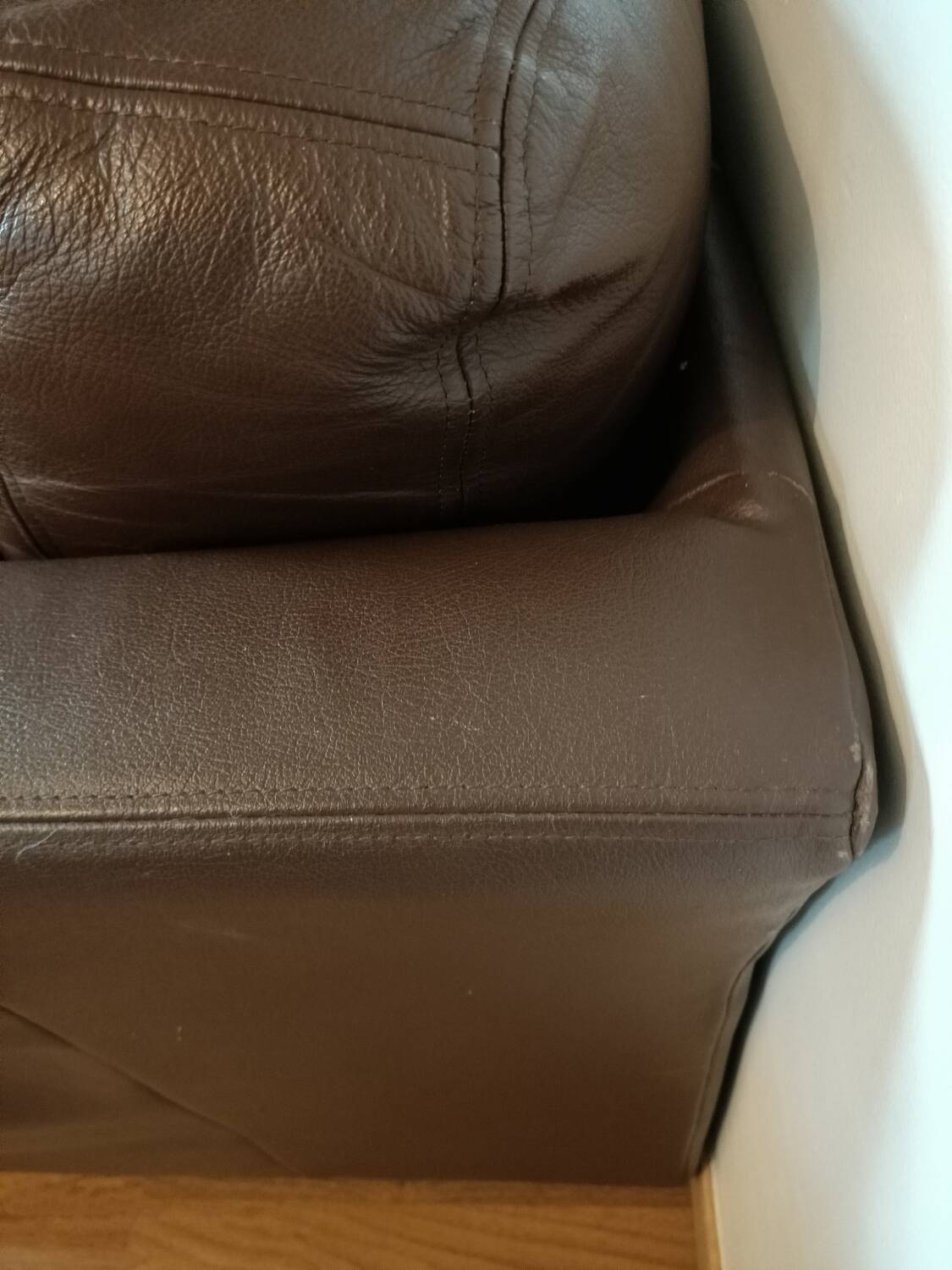 Brown leather sofa