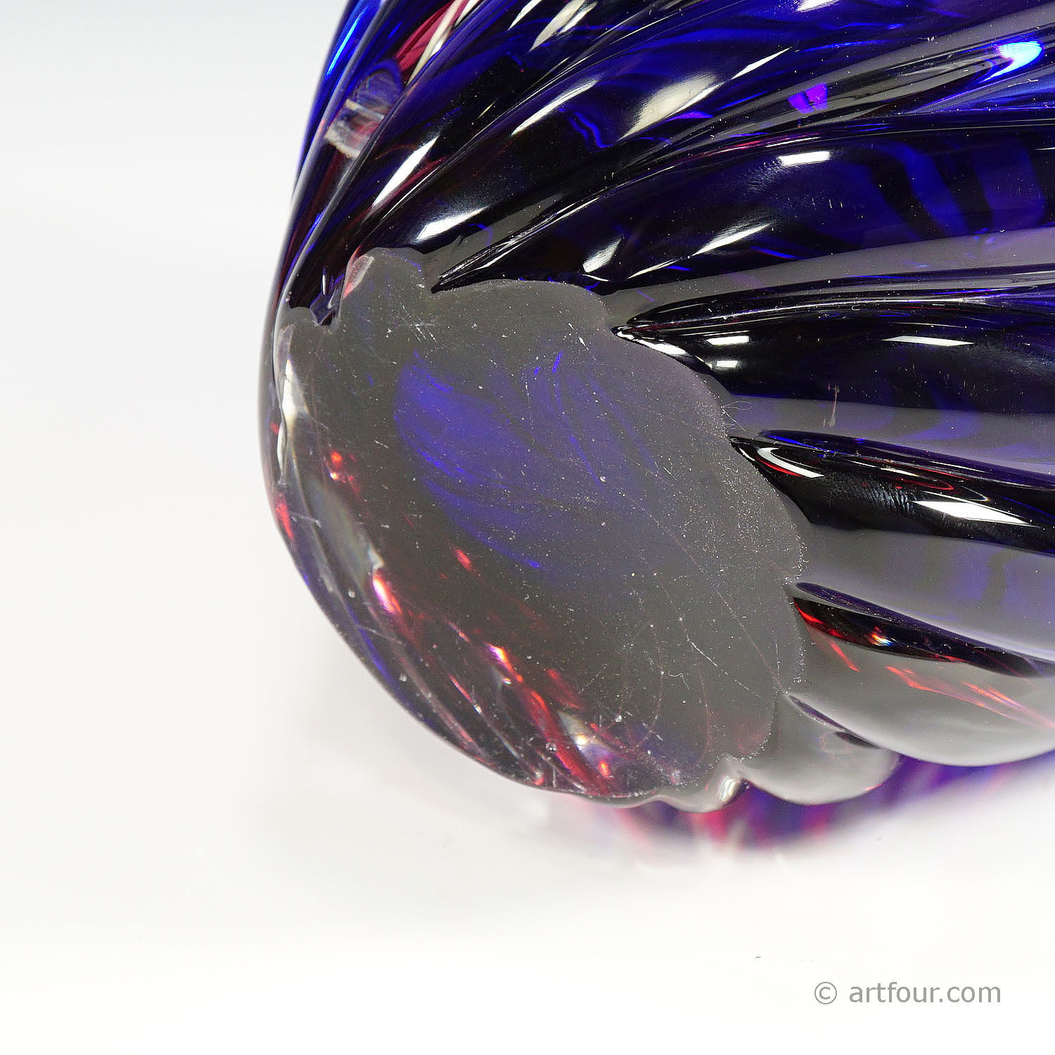 Ribbed submerged vase Murano Archimede Seguso 1950s