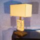 Vintage "Egyptomania" lamp in ceramic and patinated brass