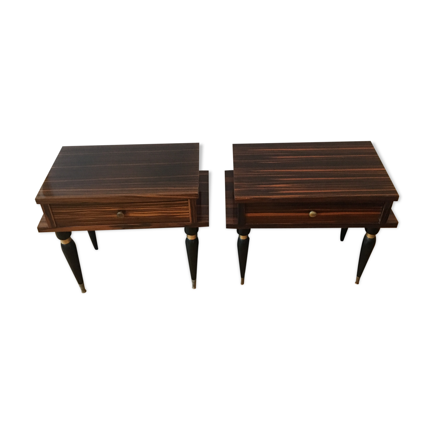 Pair of nightstands Tineo 60s wood plates