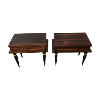 Pair of nightstands Tineo 60s wood plates