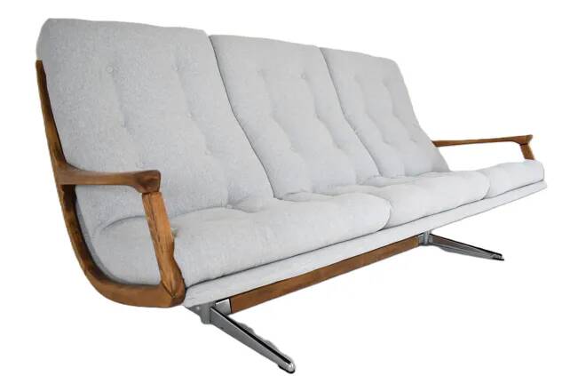 Scandinavian sofa in grey fabric and wood, 1960s