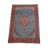 Old vintage oriental rug handmade iranian blue persian ool qom ghoum 202x143cm