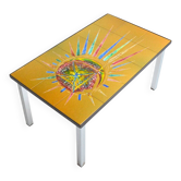 Table basse / Bout de canapé / céramique peinte à la main vintage 1960