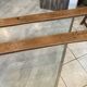 Pair of solid oak farmhouse benches 214cm for rustic table 1950