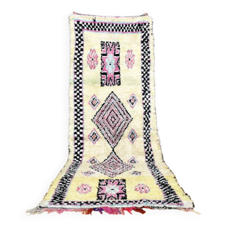 Tapis berbère marocain boucherouite vintage 345 x 128 cm