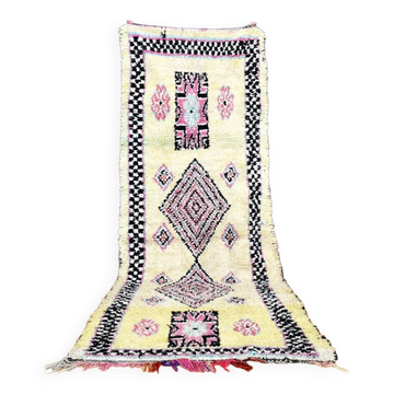 Tapis berbère marocain boucherouite vintage 345 x 128 cm