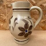 Ancien pichet betschsorf grès beige deco fleurs marron bleu vintage