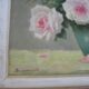 Old painting, bouquet of roses of love in a vase, signed bessonnat