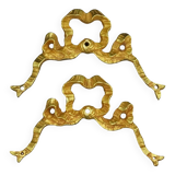 Pair of pediments with Louis XVI style knot in gilded bronze