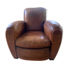 Vintage brown leather club armchair