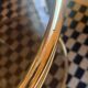 Vintage gold glass table on wheels