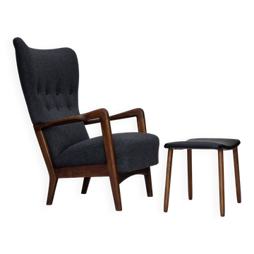 1960s, Danish armchair by Fritz Hansen model 8000/8020, furniture wool.
