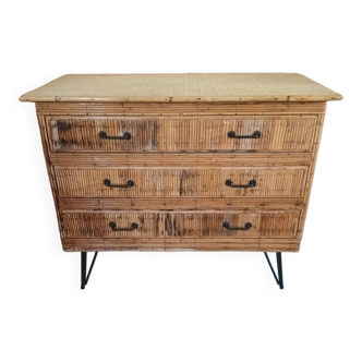 Vintage rattan chest of drawers