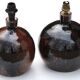 Brown stoneware "ball" lamp foot by Guy Baudat, 70s