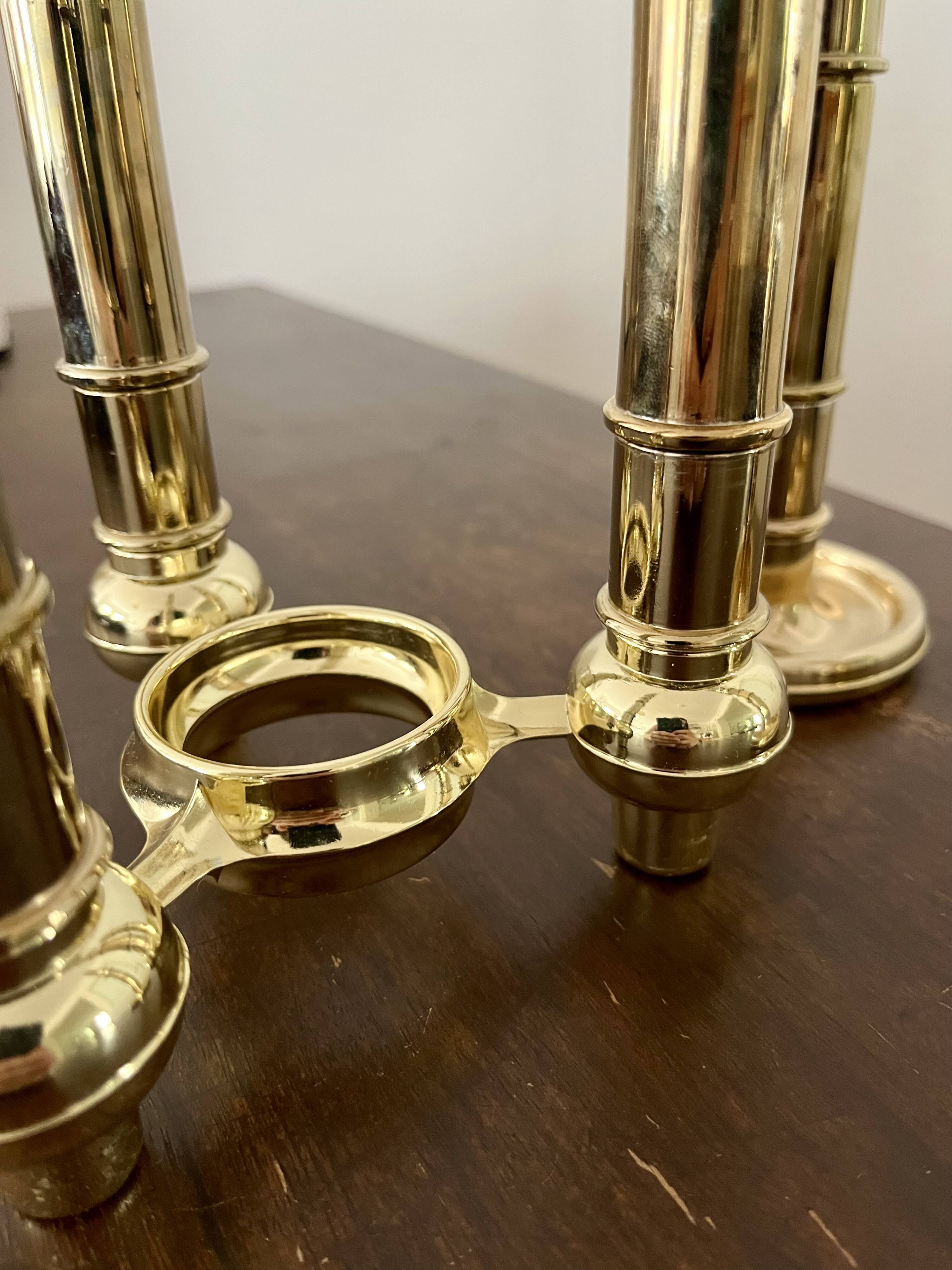 Very Rare Modular Scandinavian Brass Candlestick, 33-Piece Mid-Century Plug