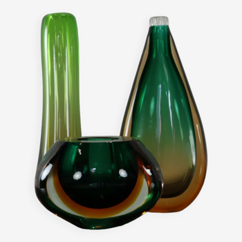 Ensemble de trois vases de Nils Landberg pour Orrefors Suède