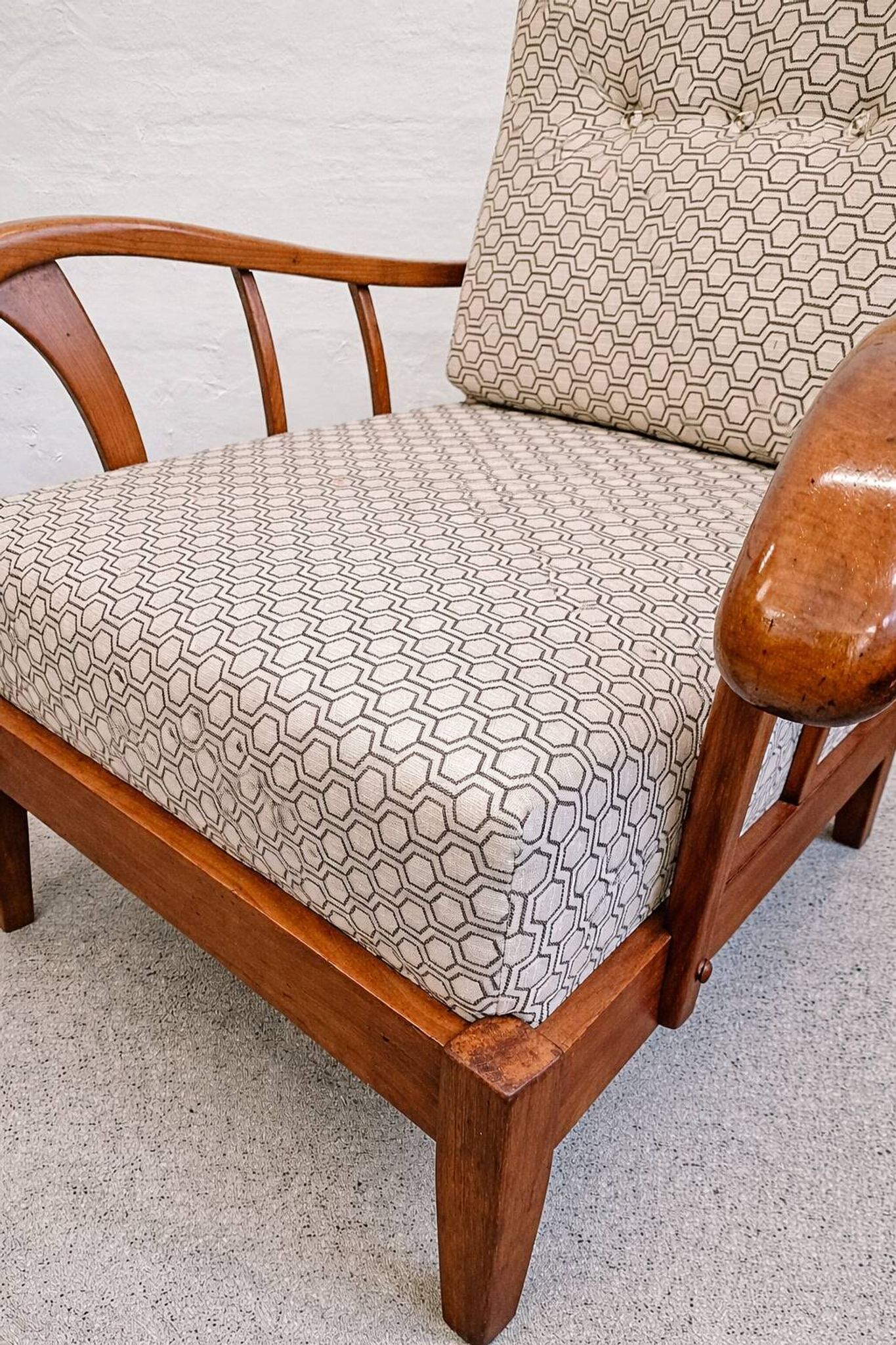 Pair of solid cherry wood armchairs, Austria 1940s