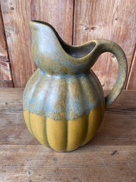 Old ceramic jug in the shape of a gourd by Louis Lourioux