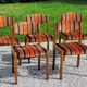 Set of 5 70s designer chairs in beech and orange and brown velvet Self éditeur