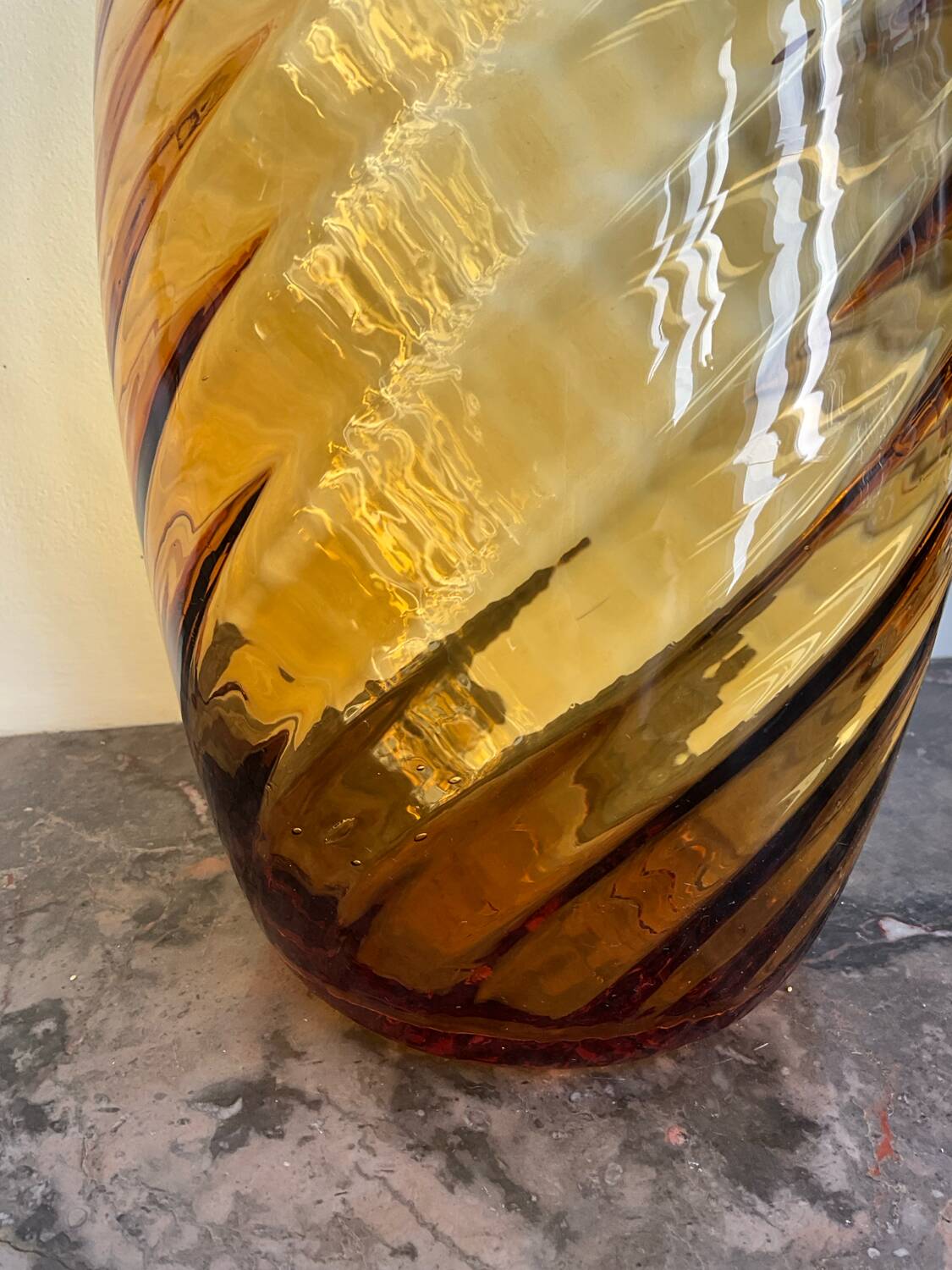 Amber blown glass vase