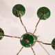 Art Deco Brass and Painted Terracotta Chandelier, 1950s