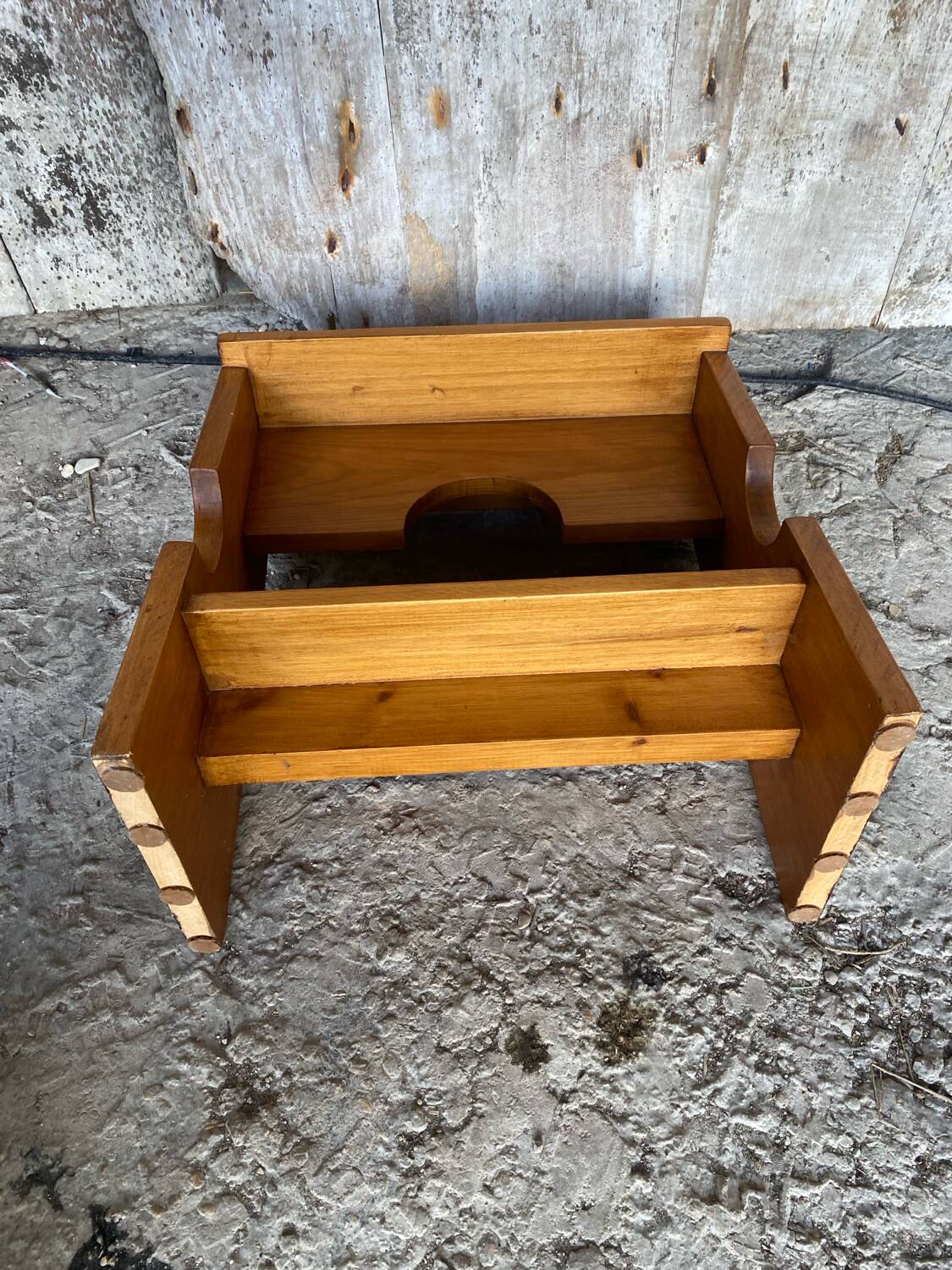 Accent Furniture Stool Wood Brutalist Vintage #D623