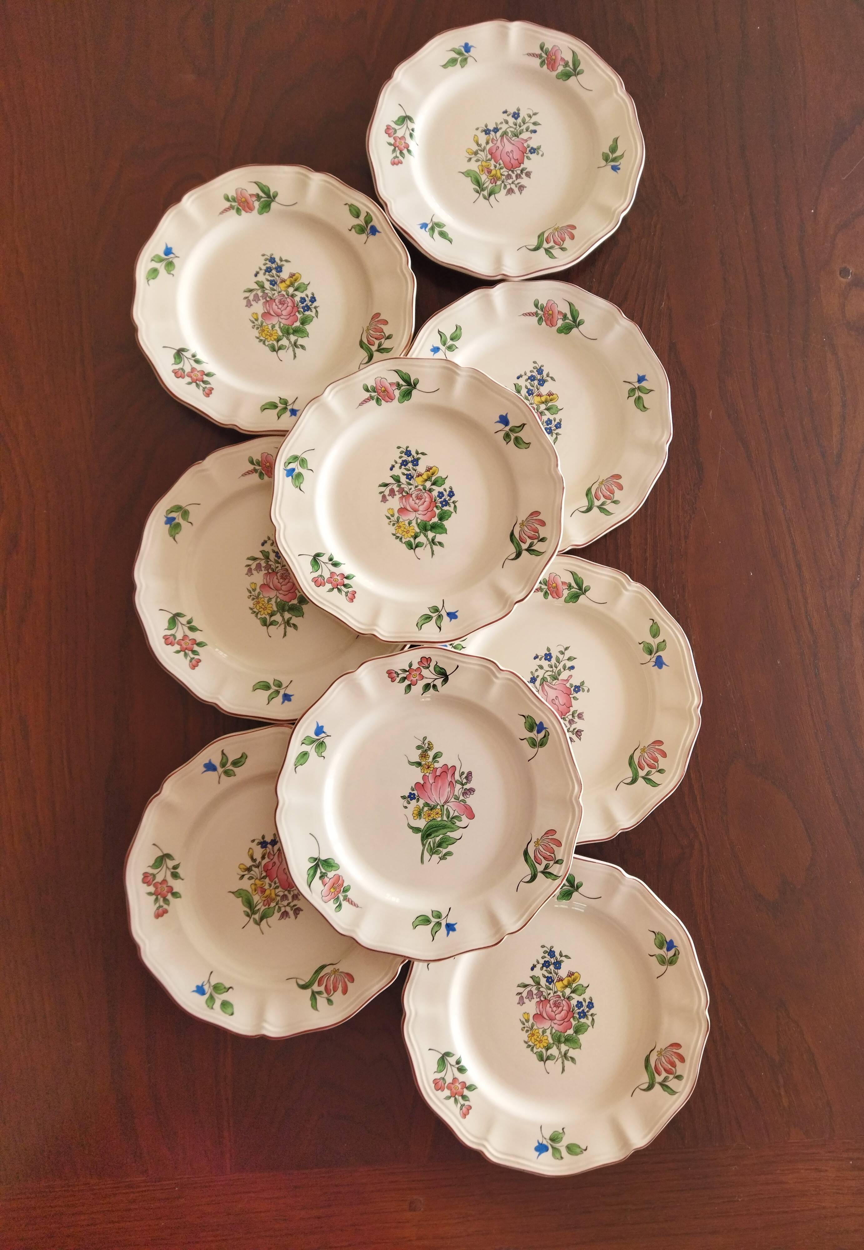 9 dessert plates “Réverbère fin” KG Lunéville