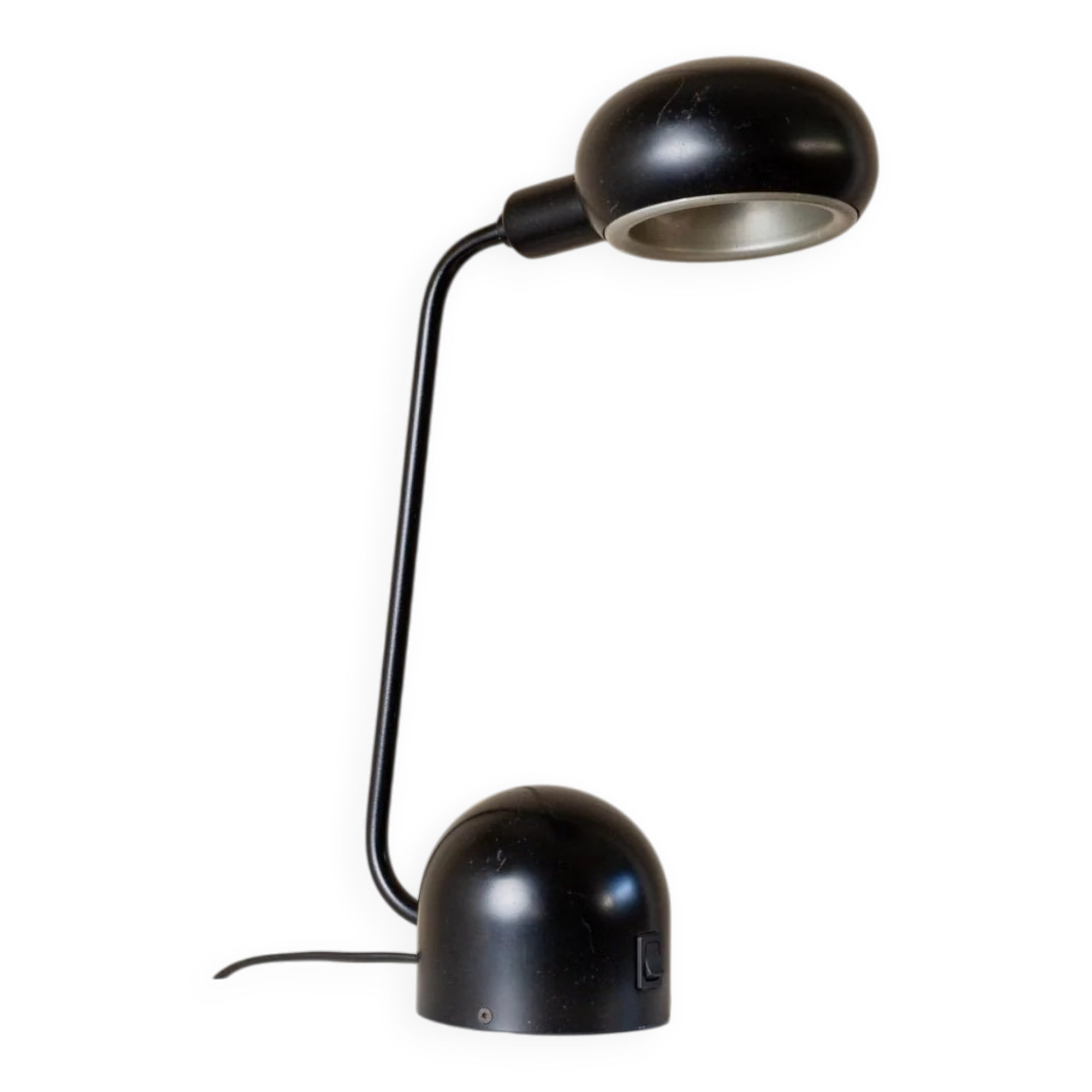 Black metal adjustable desk lamp, postmodern Memphis style, Italian 1980s design, swivel head