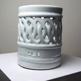 Celadon reticulated porcelain brush holder, Korea, Joseon style, 20th century.