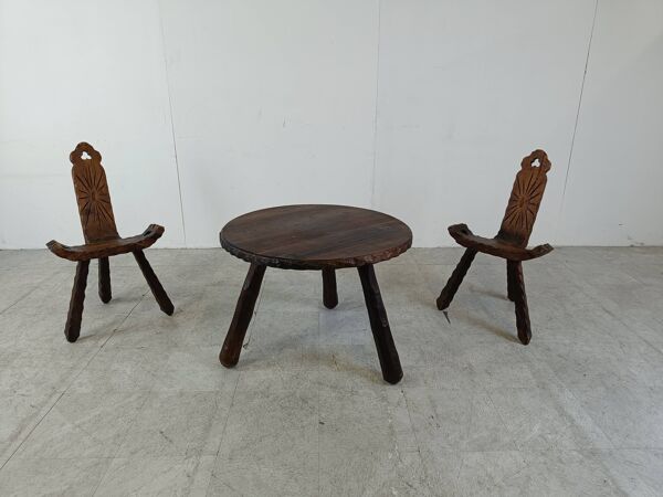 Ensemble de tabourets brutalistes espagnols, 1950