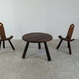 Spanish brutalist stool set, 1950s