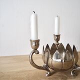 Triple silver plated candle holder