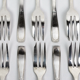 10 Christofle Alfénide Saigon model dessert forks in silver-plated metal.