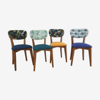 Suite of 4 renovated vintage chairs