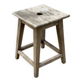 Brutalist square workshop stool with stretcher