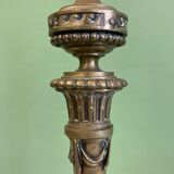 Large bronze lamp base from the late 19th century. Torch table lamp.